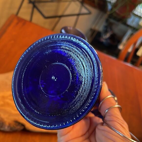 Pair of Cobalt Blue Glass Candlestick Holders - Picture 2 of 5